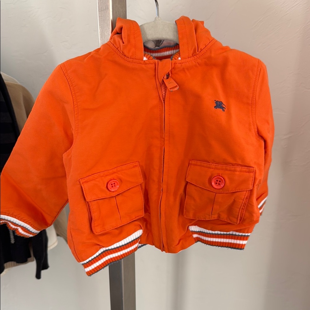 Orange Hooded Jacket with Pockets